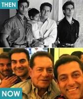4) Salman Khan pictured with dad Salim Khan, brothers Arbaaz, Sohail and sister Arpita.